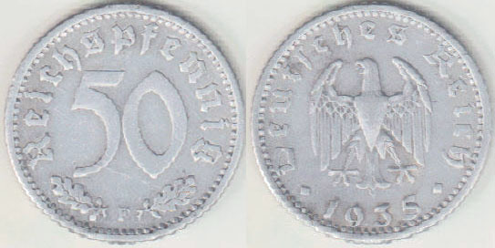 1935 F Germany 50 Pfennig A001046
